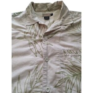 Arizona Mens Hawaiian Shirt Off White Short‎ Sleeve Button Up Cotton Mens Medium